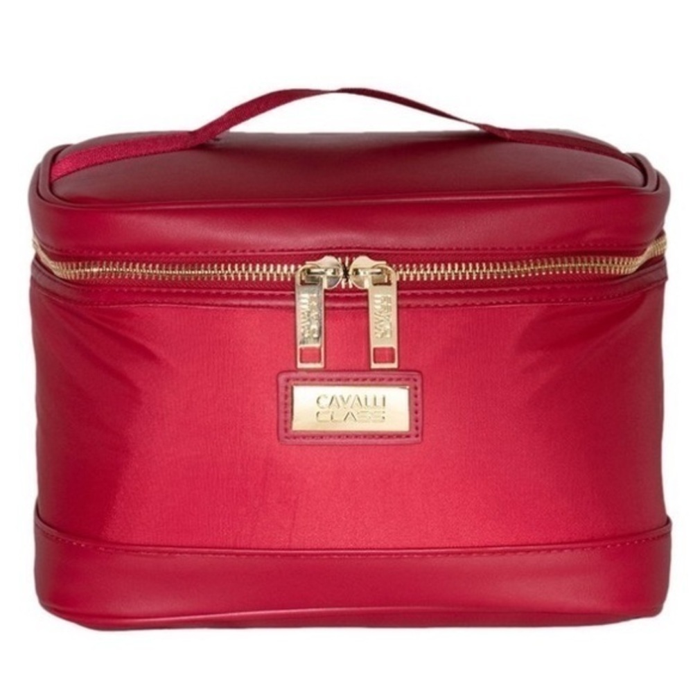 New With Tags-Cavalli Class by Roberto Cavalli Red & Goldtone Cosmetic Bag